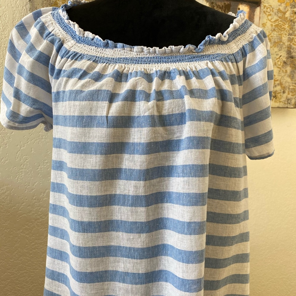 Beach Lunch Lounge off shoulder ruffle blouse.